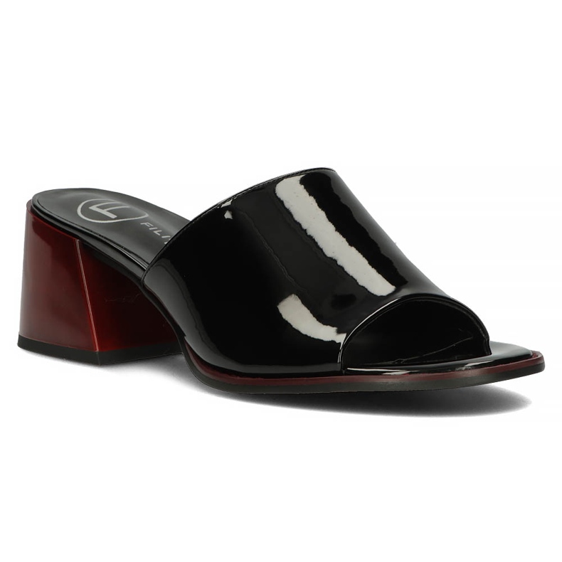 Papuci negri Filippo din piele DK3722 / 22 Bk negru 1