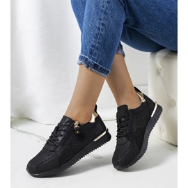 Tenisi negri Ancaster din piele negru de aur 1