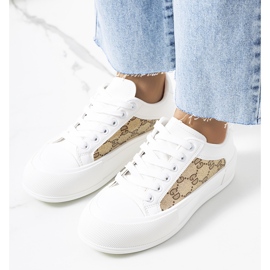 Tenisi albi și maro pe platforma Birkett 1