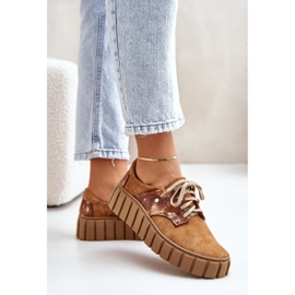 Pantofi din piele intoarsa pe platforma maro de hipnoza 1