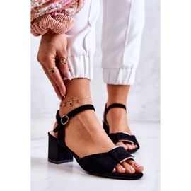 Sergio Leone Sandale Lorisa din piele intoarsa neagra cu toc inalt negru 1