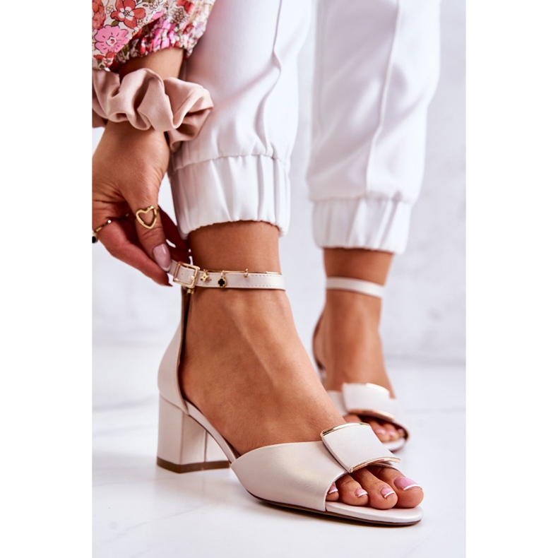 Sergio Leone Sandale Piele Cu Decor Floren Bej 1