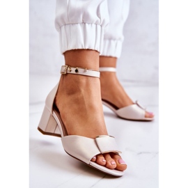 Sergio Leone Sandale Piele Cu Decor Floren Bej 2