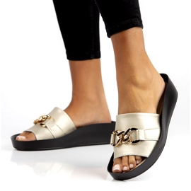 Papuci de piele Filippo DK3590 / 22 Go golden de aur 1