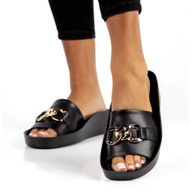 Papuci de piele Filippo DK3590 / 22 Bk negru 2