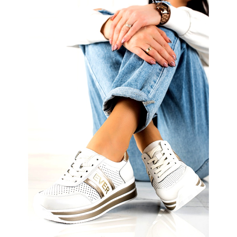 Ever Pantofi sport pentru femei Filippo DP1414 alb si auriu de aur 2