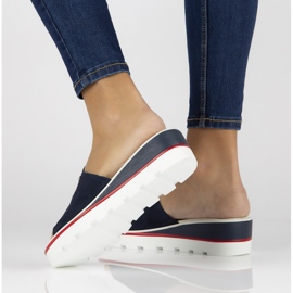 Papuci de piele Filippo DK3635 / 22 Nv bleumarin albastru marin 1