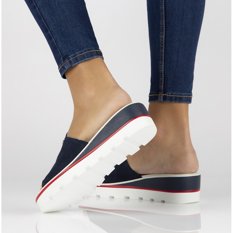 Papuci de piele Filippo DK3635 / 22 Nv bleumarin albastru marin 1