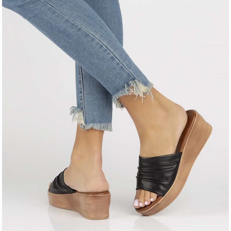 Filippo DK3608 / 22 Bk papuci negri negru 1 Filippo DK3608 / 22 Bk papuci negri negru 1