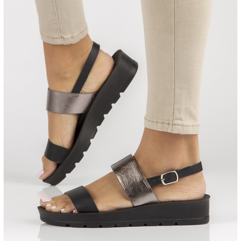 Sandale Filippo DS3612 / 22 Bk negre negru argint 1