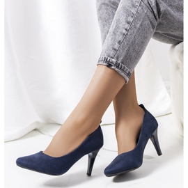 Papuci bleumarin pe toc stiletto Cameron albastru 1