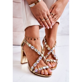 S.Barski Sandale de damă cu toc înalt Lu Boo Golden 8258-1 Vernee de aur 1