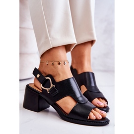 Sandale din piele cu toc înalt La.Fi Black Leratto negru 1