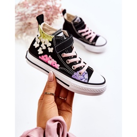 PA1 Pantofi pentru copii din material textil înalți imprimeu Black Dorry negru 1