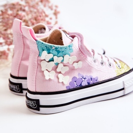 PA1 Pantofi pentru copii din material textil înalt cu imprimeu Pink Dorry roz 2