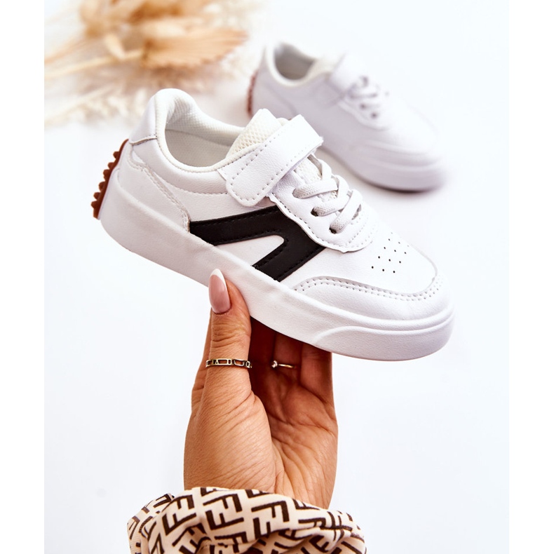 Pantofi sport joase din piele pentru copii alb-negru Jessie 1