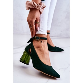 Pompe din piele intoarsa cu fundita Maciejka 05059-09 Verde inchis 1