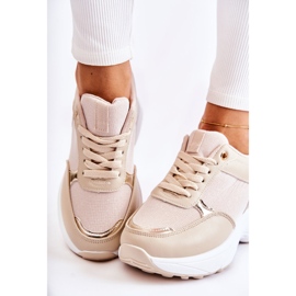 PG1 Pantofi sport bej Activity Shiny Wedge de damă de aur 1