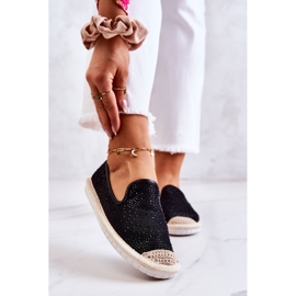 PG1 Espadrile De Pânză De Damă Cu Zirconiu Cubic Negru Deimos 1