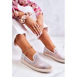 PG1 Espadrile Tesatura De Dama Cu Zirconiu Cubic Gri Deimos alb argint 5