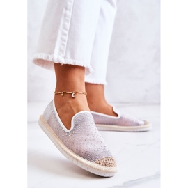 PG1 Espadrile Tesatura De Dama Cu Zirconiu Cubic Gri Deimos alb argint 3