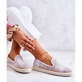 PG1 Espadrile Tesatura De Dama Cu Zirconiu Cubic Gri Deimos alb argint 6