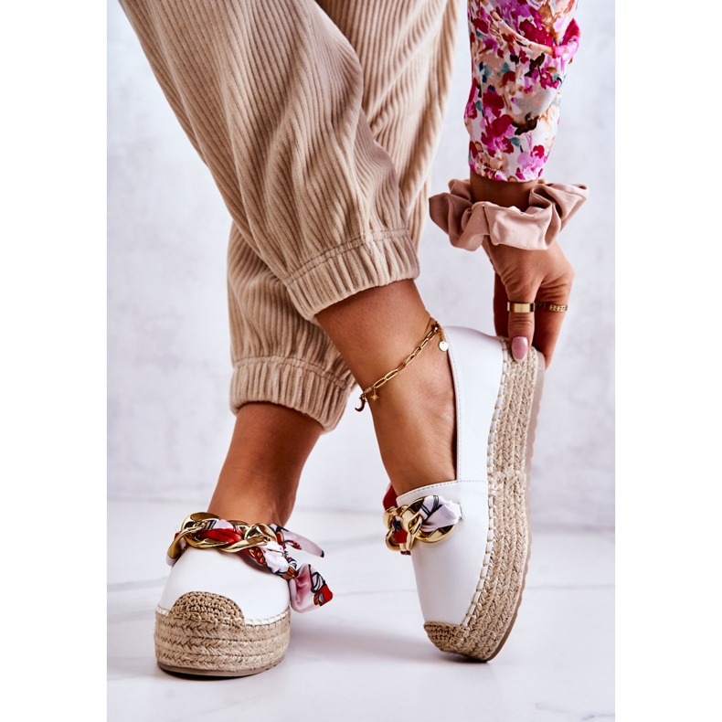 PS1 Espadrile din piele de damă cu un lanț alb fantezie 2 PS1 Espadrile din piele de damă cu un lanț alb fantezie 2