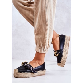 PS1 Espadrile Damă Piele Cu Lant Fancy Negru 5