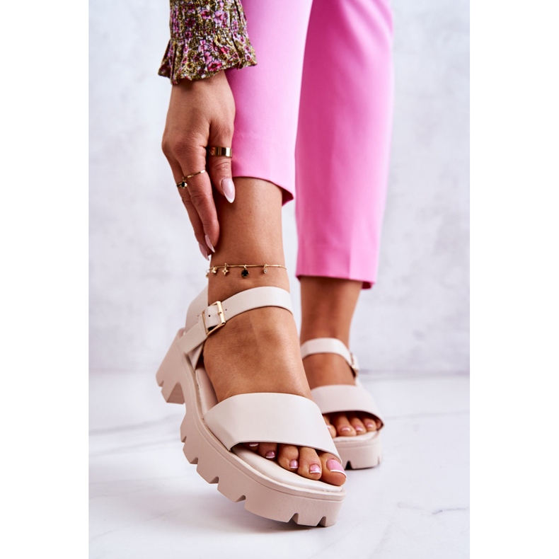 PS1 Sandale Piele Pe Toc Înalt Bej Sovie 1