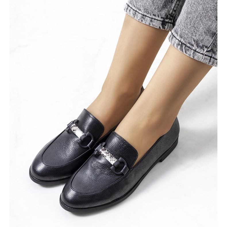 Pantofi din piele neagra de la Prins negru 1