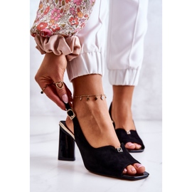 S.Barski Sandale din piele intoarsa Neagra Fiorine Pe Un Bar negru 1