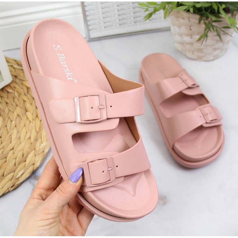 Papuci De Cauciuc Cu Agrafe Roz Aprins S. Barski 1