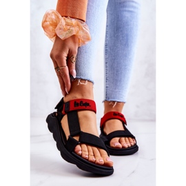Sandale sport de damă Lee Cooper LCW-22-34-0954L Negru-Roșu roşu 1