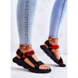 Sandale sport de damă Lee Cooper LCW-22-34-0954L Negru-Roșu roşu 2