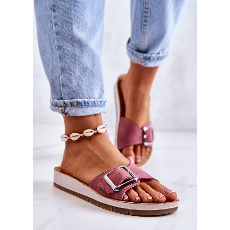 Papuci De Dama La Moda Cu Catarama Inblu CP000031 Roz 2