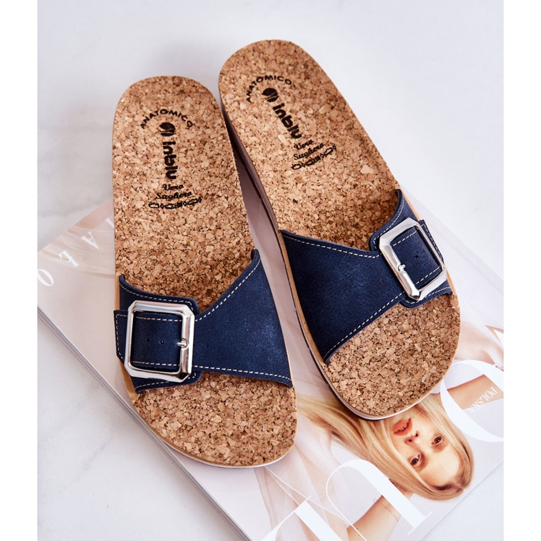 Papuci De Dama La Moda Cu Catarama Inblu CP000031 Bleumarin albastru marin 1