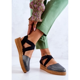 Espadrile de damă la modă Big Star JJ276035 Negru argint 2