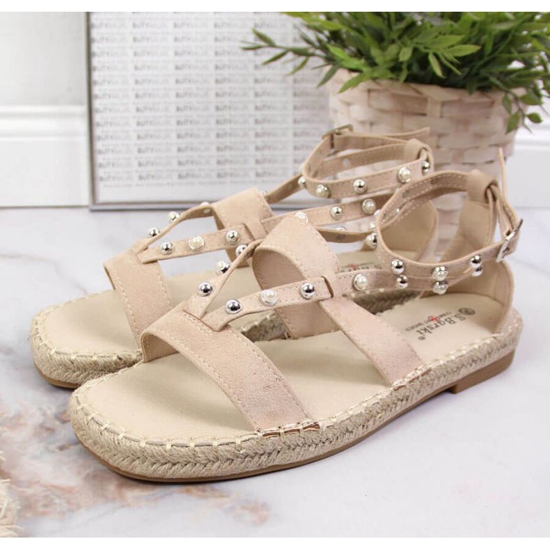 Sandale espadrile cu perle bej W S.Barski 2 Sandale espadrile cu perle bej W S.Barski 2