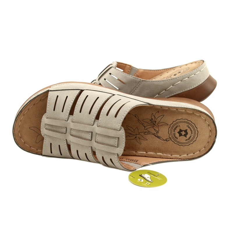 Evento Flip-flops pentru femei cu openwork Eveto 22SD98-4536 Grey Model gri 5