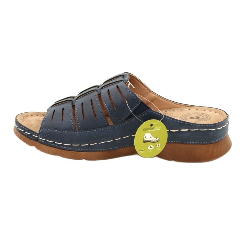 Evento Flip-Flops pentru femei cu un EVEO OpenWork 22SD98-4536 Navy Blue Model albastru 1