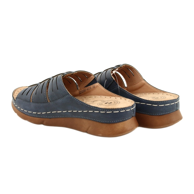 Evento Flip-Flops pentru femei cu un EVEO OpenWork 22SD98-4536 Navy Blue Model albastru 5