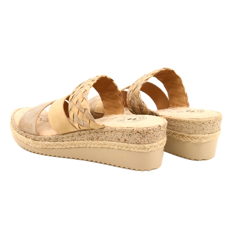 Flip-flops pentru femei cu o împletitură cu pană Jezzi 22SD98-4566 BEIGE bej 5
