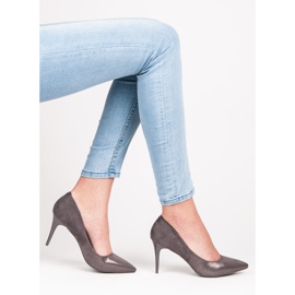 Qinba Tocuri înalte din piele de căprioară gri 1