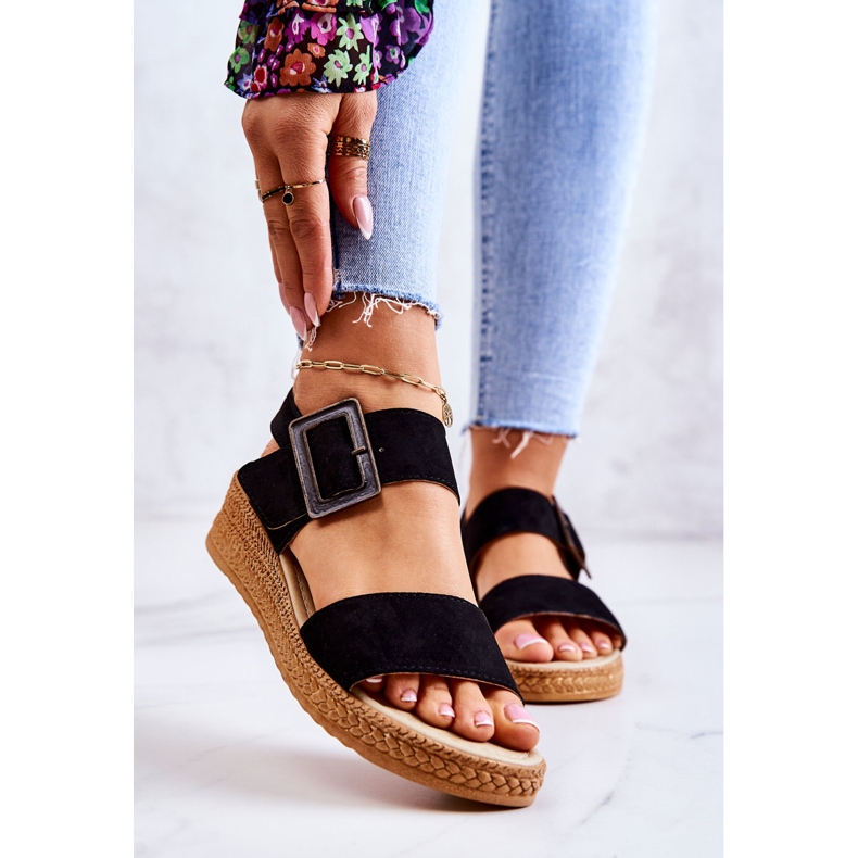 Sandale de damă din piele intoarsa Big Star JJ276031 Negru 1