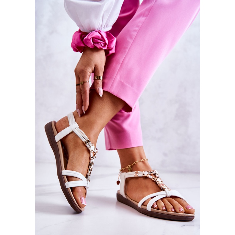 Sandale De Damă Slip-On Cu Decor Alb Salinna 1