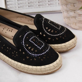 Espadrile negre ajurate cu zirconii cubi de S. Bararski negru 1