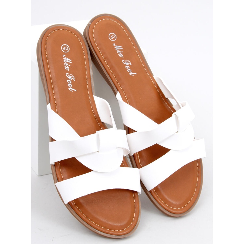 Papuci încrucișați damă Poppy White alb 1