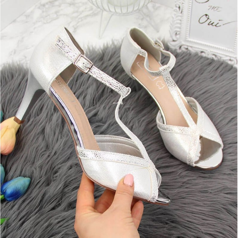 Sandale argintii elegante cu vârf deschis W Filippo 1