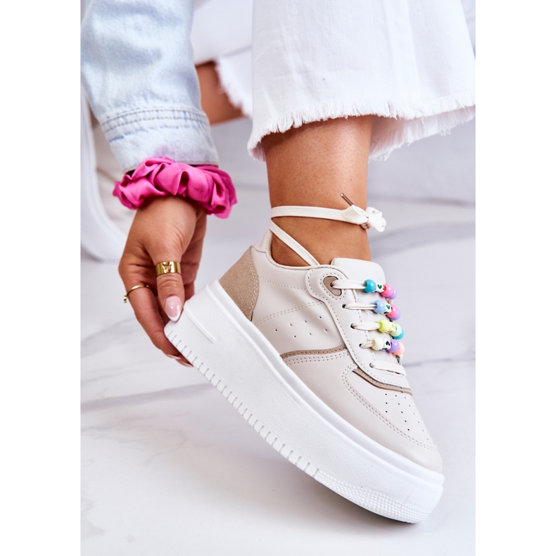 PS1 Pantofi Sport Legați De Damă Pantofi Bej Manila 2 PS1 Pantofi Sport Legați De Damă Pantofi Bej Manila 2