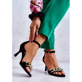 Sandale cu toc din piele intoarsa Laura Messi 2366 Negru 2